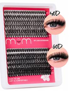 MEM 240片/套 单根假睫毛，浓密型，30D/40D/60D/80D D型卷翘，8-16毫米，DIY假睫毛，自然妆效，浓密纤长，超柔软轻盈，可重复使用，单根假睫毛，睫毛嫁接套装，适合旅行、日常佩戴（新手友好）、婚礼、约会、派对、节日，也是圣诞节/万圣节/送礼佳品。 - 黑色 - 查看 10