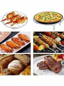 1 pieza Rejilla redonda de acero inoxidable para vaporera, soporte elevado para vaporera, apto para uso diario, reuniones familiares, fiestas (fiestas de Navidad), uso portátil de viaje, todo el año, utensilios de cocina - Plateado - Ver 7