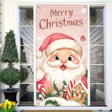 Charming Pink Santa Claus Door Frame - Multi Functional Indoor And Outdoor Holiday Banner, Made Of Polyester Material, No Power Required -35.4 X 70.9 Inches, Perfect Holiday Decoration, Christmas Decoration