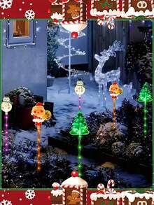 6 件套太阳能圣诞花园灯套装 - 圣诞老人、雪人和圣诞树的组合，具有 8 种闪烁模式，圣诞仙女灯，适用于圣诞草坪/小路/栅栏/标志景观装饰灯、露营装饰、圣诞节和新年氛围灯、草坪/庭院/车道景观照明，一份精致的圣诞礼物 - 彩色 - 查看 7