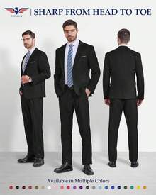 Hihawk Men's 2 Piece Suit, 2 Button Solid Pants SetChristmas FGLB - Deep Blue - View 8