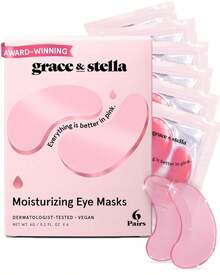 Grace  Stella Award Winning Under Eye Mask - Reduce Dark Circles, Puffy Eyes, Undereye Bags, Wrinkles - Gel Under Eye Patches - Gifts For Mom - Vegan Cruelty-Self Care (Pink, 6 Pairs) - Hồng (24 đôi) - Xem 9
