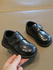 1双幼儿男童软底防滑魔术贴时尚乐福鞋，百搭英伦风休闲鞋，适合春秋季穿着 - 黑色 - 查看 5