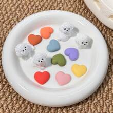 12 Stücke niedliche Welpen & bunte Herz Schuh Dekor Set - Dekorative Accessoires für Clogs, Sandalen, Tierdesigns und leuchtende Farben