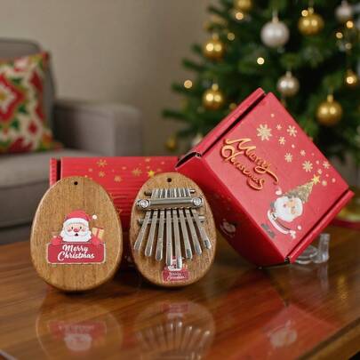 Wooden Mini 8 Keys Kalimba Thumb Piano, Portable Finger Thumb Piano, Wooden Cute Marimba With Lanyard Finger Musical Instrument For Piano Beginners, Birthday,Christmas Gift.