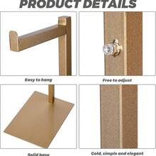 Adjustable Cloth Display Stand 48-72 Inches Single Garment Rack Metal Costumer T Shirt Display For Thrift Shop Vendors Retail Store(Gold)