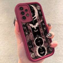 Mysterious Magic Bat Pattern Phone Case For Galaxy A01/A02S/A03/A03s/A05/A10s/A11/A12/AApple 13/A14 5G/A15 4G/A20s/A21s/A22/A23/A30s/A31/A32/A34/A50/A51/A52/A52s 5G/A53 5G/A54 5G/A70/A71/A72/A73 5G/S20/S21/S22 5G/S22+ 5G/S22 Ultra 5G/S23/S23+ - Burgundy - View 3