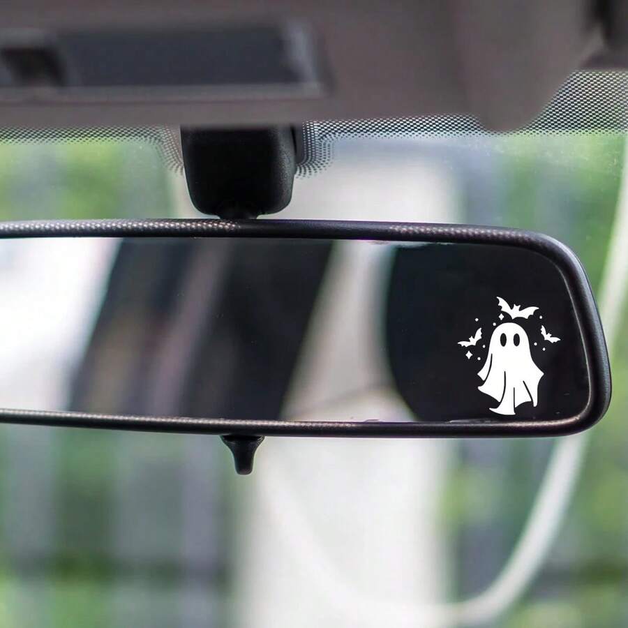 1pc-Ghost Decals, Bat Ghosts, Mini Ghosts, Rearview Mirror Decals, Car Decals, Indoor/Outdoor Vinyl, Mini Decals, Multiple Colors, Halloween Decorative Stickers - A - View 1