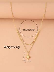 Stainless Steel Necklace With Crystal Zirconia North Star Pendant, Luxury Choker Layered Chain, Fashion Necklace For Women