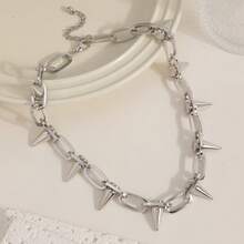 1 Piece Vintage Personality Exaggerated Style Punk Hip Hop Rivet Necklace Suitable For Parties, Gatherings, And Daily Wear - 銀色 - 查看 4