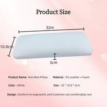 Yosoo 柔软 PU 美甲手枕，易于清洁的手枕，桌面垫支架，美甲扶手垫，适用于美甲沙龙，可放置美甲毛巾、化妆工具等。 - 白色 - 查看 7