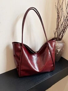 Túi xách nữ cao cấp màu đỏ tía mới, phù hợp cho mùa thu/đông, kiểu dáng tối giản hiện đại, túi đeo vai đơn giản, đa năng, thích hợp cho sinh viên đi làm hàng ngày, túi đeo vai sinh viên nhẹ, dung tích lớn, khóa nam châm, túi đeo vai đa chức năng, chất liệu PU chống mài mòn và chống thấm nước, thích hợp cho đi mua sắm với bạn bè, hẹn hò và công tác. - Màu Đỏ Sâu - Xem 3