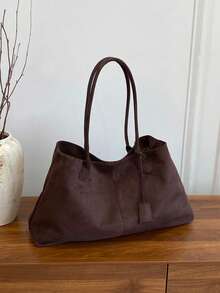 BAILEE Stylish, Minimalist, Solid Color, Matte PU Leather Dumpling Bag/Tote Bag With Foldable Magnetic Closure. Perfect For Outfits And As A Gift Option. - Multicolor - View 10