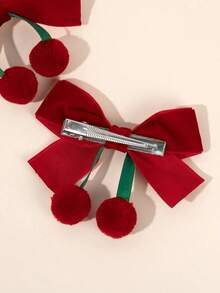 2个樱桃发夹，女童蝴蝶结发夹，可爱水果发夹，甜美可爱女孩双马尾蝴蝶结发夹，可爱樱桃发卡，青少年发饰 - 紅色 - 查看 4