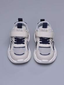 زوج من أحذية الأطفال الرياضية الكاجوال الشبكية الوردية، أحذية أطفال جديدة للربيع/الخريف مع خطاف وحلقة، أحذية أطفال صغار مريحة بألوان متباينة جذابة