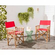Safavieh Laguna Outdoor Patio Director Chair, Set Of 2 - Natural/Red