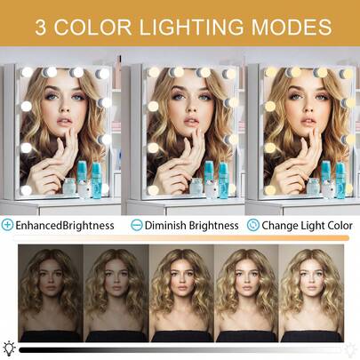 Vanity Table Set Dressing Makeup 10 LED Lighted Desk With Mirror And 4 Drawers - Perfect For Organizing Makeup, Skincare, Elegant Vanity|Decorative Vanity, Vanity Furniture, Compact For Small Space, Bedroom Decor Gift, Perfect Gift For Women Girls , Ideal Para Regalos De Navidad Y Halloween.