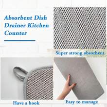 1pc Kitchen Dish Drying Mat, Super Absorbent Microfiber, Countertop Pad, Non-Slip & Heat Resistant, Draining Mat, Cabinet Liner, Bathroom Rug,Non-Slip Kitchen Mats For Sink Side, Natural And Hygienic Kitchen Essential For Home And Kitchen Room Decor, Part Of Your Cozy Fall& Winter Styles And Christmas Decorations - Multicolor - View 8