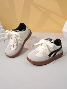 Kids Sports Shoes, Toddler & Little Kids Casual Shoes, Fashion Girls Shoes With Lace, Running Sneakers - Beige - View 7