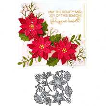 2 件圣诞主题红叶花和圣诞铃铛灰色金属模切，适用于剪贴簿装饰、DIY 剪贴簿纸工艺、压花工艺、手工工艺品和卡片制作、贺卡制作金属模切 - 銀灰 - 查看 4