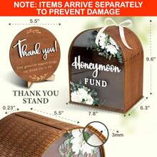 MHoneymoon Fund Box Wedding Wooden Wedding Gift Card Box Rustic Marriage Decor For Reception Honey Moon Fund Money Boxes Birthday Graduation Baby Shower And Bridal Showers10 - 蜜月基金箱 - 查看 2