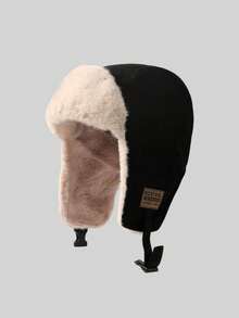1 pieza Sombrero de otoño e invierno para mujer, un sombrero de estilo Lei Feng de piel sintética de moda, un nuevo sombrero cálido y versátil de peluche