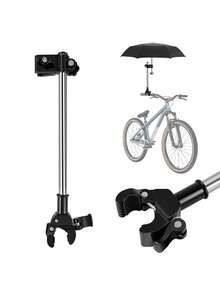 Adjustable Umbrella Holder – Tool-Free Mounting Clamp For Wheelchairs, Walkers, Rollators, Bikes, Prams And Strollers - Black and White - View 9