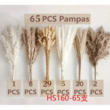 38/65/110 支装豪华人造蒲苇草花束 - 波西米亚风干花，适用于家居装饰、婚礼、乡村派对和婴儿派对 | 耐用、易于保养、用途广泛的中心装饰品，白色、米色和棕色调 | 简易花瓶填充物 | 优雅的桌面装饰、秋季装饰、返校季房间装饰、学习用品