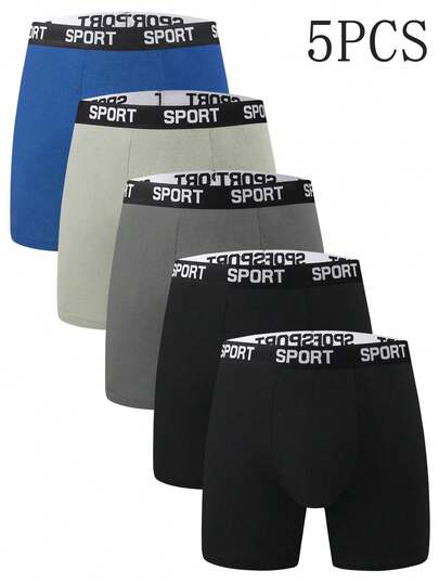 5 piezas de ropa interior larga y ajustada para hombres, de estilo plano y esquinas redondeadas - suave, ligera y adecuada para deportes y uso casual diario en las cuatro estaciones. Ropa interior larga para fitness y boxeo, apta para participar en diversas actividades al aire libre.