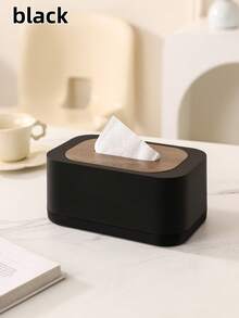 1pc Nordic Minimalist Style Large Capacity Tissue Box With Spring And Wooden Lid. Can Accommodate 99% Of Tissue Sizes, Suitable For Storing Facial Tissues, Wet Wipes And Daily Tissues. Also An Ideal Home Decor Choice For Bathroom, Bedroom, Living Room, Office, And As A Gift For Halloween, Thanksgiving, Christmas, National Day And Other Holidays. - Multicolor - View 8