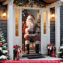 1 pieza Bandera de puerta navideña plana en 2D, 1 pieza Bandera de puerta navideña festiva, Suministros para fiestas, Diseñada con elementos navideños como caramelos y Papá Noel, Adecuada para puertas de entrada, puertas interiores, muebles, decoraciones navideñas de carnaval de invierno