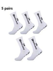 5/10/20 Pairs New Latex Dot Football Sports Socks, Anti-Slip Thick Terry Cushion Socks, Fall