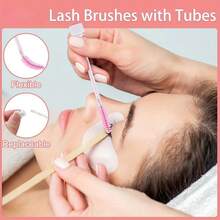 20Pcs Lash Shampoo Bottle Brushes Set, 5pcs Foam Pump Dispenser, 5pcs Nose Pore Deep Cleaning Brush, 5pcs Eyelash Extension Tube Brush, 5Pcs Lash Aftercare Bag For Women, Girls - Multicolor - View 7