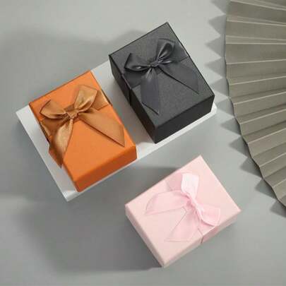 10*7.5*7cm Creative Bowknot Lid Gift Box, Square Ribbon Watch Premium Packaging