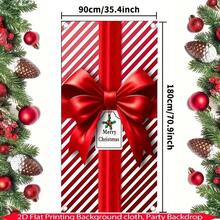 1 pieza Pancarta de fondo con tema navideño rojo con rayas rojas y blancas y diseño de lazo, adecuada para decoración de fiesta de Navidad, decoración de jardín, decoración de pared, fondo de fotografía, aniversario y decoración de patio