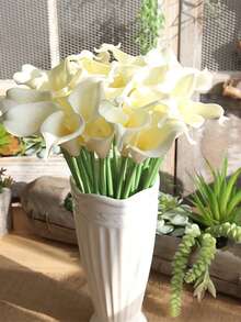 12支/6支 白色/紫色仿真马蹄莲花，PU材质，仿真花，马蹄莲花束，适用于家居婚礼装饰、室内外装饰、花园装饰、派对装饰、波西米亚风格装饰、节日派对装饰、母亲节生日庆祝日常礼物 - 白色 - 查看 4