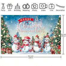 1 Stück Weihnachts-Hintergrundfahne, 210 x 150 cm / 150 x 100 cm / 100 x 75 cm Weihnachtsbaum Schneemann Fröhliche Weihnachten Hintergrund, geeignet für Weihnachtsparty, Fotohintergrund, Wandschild, Gartenschild, Weihnachts-Neujahrs-Weihnachtsfeier Dekoration