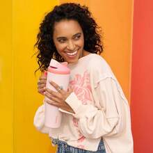 Tumbler Insulated Stainless Steel Bottle With Built-In Straw And Side Handle, Travel, Work, School, And Sports, 40oz,, Leak Proof, Black Cherry - Kem trái cây có ga - Xem 6