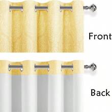 DWCN 2pcs Ombre Blackout Curtains For Bedroom - Damask Patterned Thermal Insulated Grommet Curtains For Living Room - 黃色 - 查看 5
