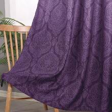 DWCN 2pcs Ombre Blackout Curtains For Bedroom - Damask Patterned Thermal Insulated Grommet Curtains For Living Room - 深紫 - 查看 4