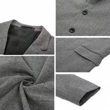 Men's Tweed Blazer Jacket 2 Button Lightweight Herringbone Casual Sport Coat Wedding Groomsmen Prom Jackets-2025 - Xám - Xem 5