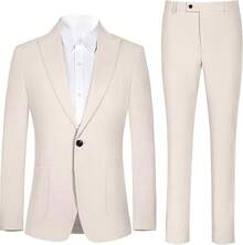 Mens Linen 2 Piece Casual Suit Summer Beach, Wedding - Pants Set, Summer Wear - Blue - View 4
