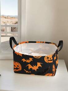 1pc Open Storage Basket With Handle, Multi-Purpose Storage Bin For Daily Clutter Organization, Halloween Gift, Home Decor, Clothes, Socks, Room Storage Box, Storage Bag