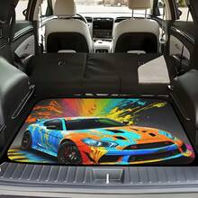 1pc Fashionable Personalized Trunk Mat, Colorful Car/Butterfly, Skull Pattern - Suitable For SUV, Truck, Sedan - Durable Polyester Material, Keeps Dry And Clean, Adds Personalized To Vehicle, Trunk Protector Mat