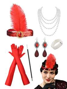 D EXCEED 1/3/4/6 件女式 1920 年代了不起的盖茨比人造羽毛头带婚礼派对下午茶狂欢节服装母亲节舞会万圣节装饰礼物 - 多色 - 查看 10