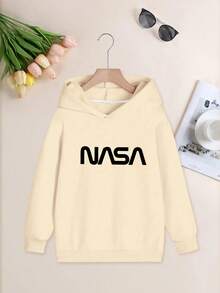 Tween Boy Apricot Sweatshirt, Printed With Astronaut Theme Pattern. Perfect For Casual Travel, Gatherings, Parties And Sports. - Apricot - View 4
