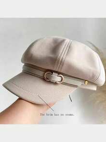 1pc Women's Seamless PU Leather Beret Hat, Solid Color Cloud Painter Cap, Newsboy Cap, Fashionable Versatile Beanie For Autumn/Winter, Suitable For Outdoor, Walking, Skiing, Riding, Travel, Party, Daily Use