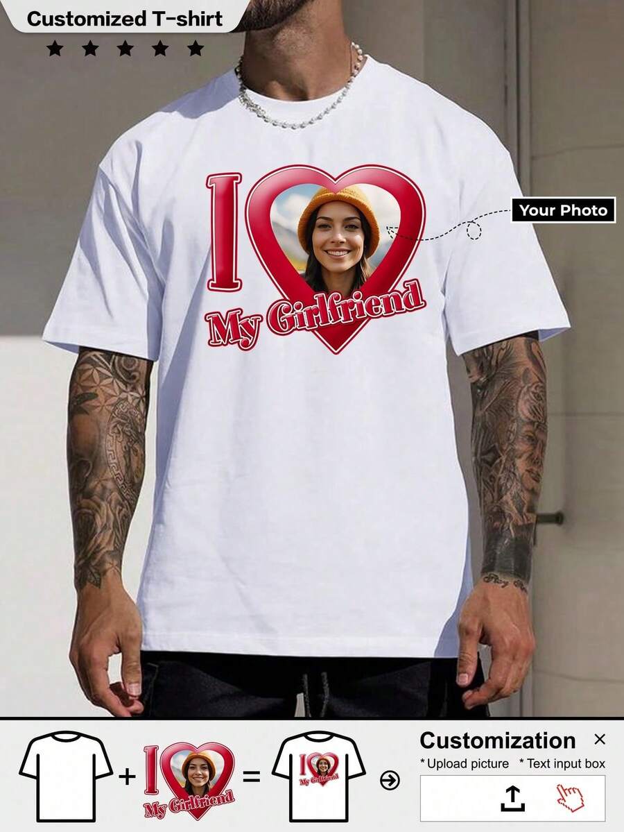 A Custom Couple T-Shirt, Upload Your Photo Making, Couple T-Shirt, Breathable Top, Sports, Running, Fitness