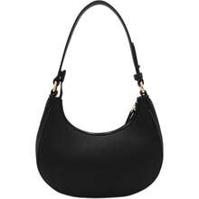 FashionPuzzle Small Crescent Shoulder Bag Underarm Purse - 黑/黑 - 查看 5
