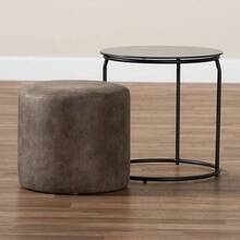Baxton Studio Kira Modern And Contemporary Black With And Brown 2 - Piece Nesting Table And Ottoman Set